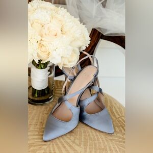 PLV Women's Sophisticated Blue Cross-Strap Heels